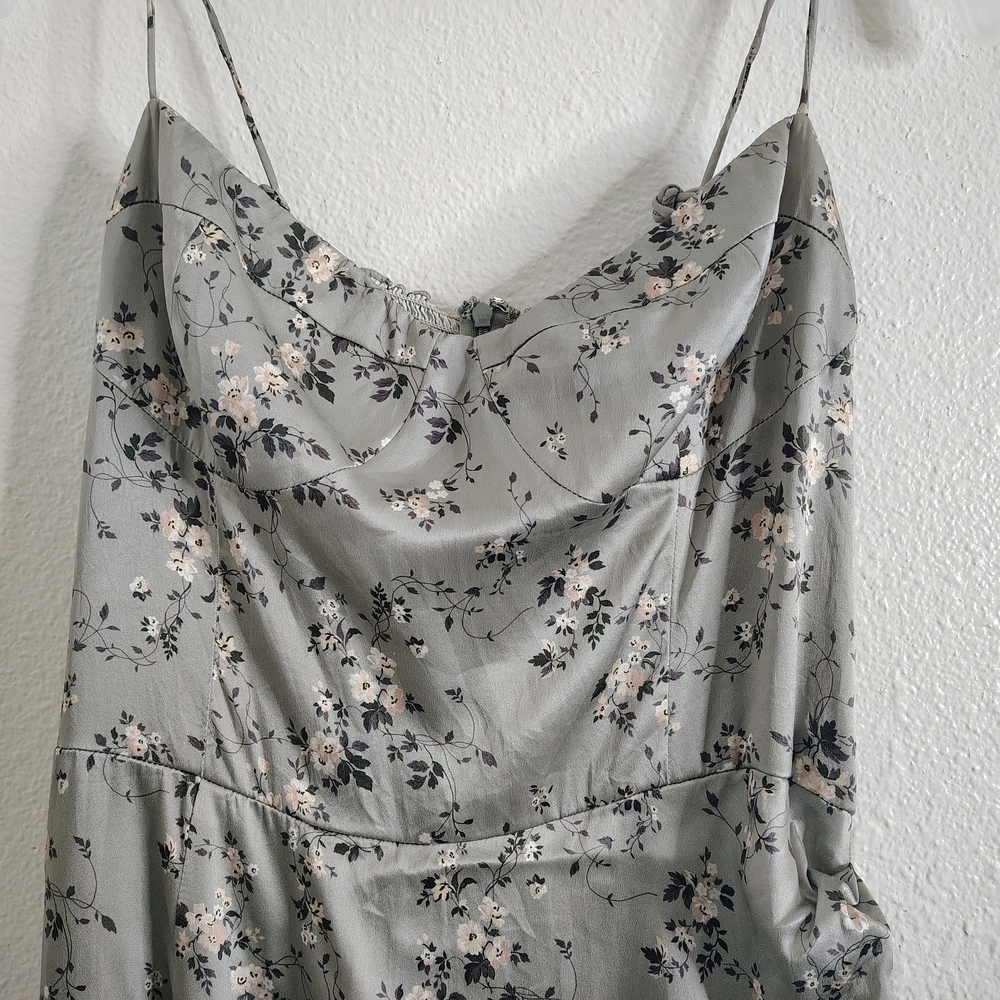 Reformation Marguerite 100% Silk Endive Tie Straps Dress Sz 12 Floral Print - Picture 5 of 16